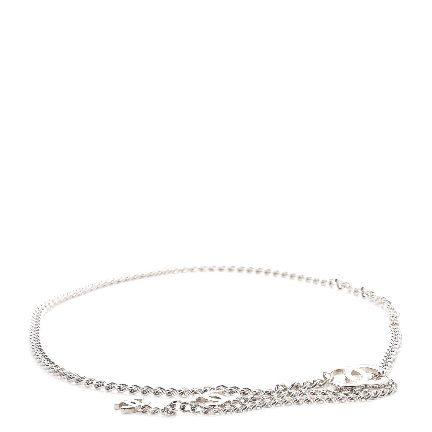 Chain Enamel CC Belt White Silver