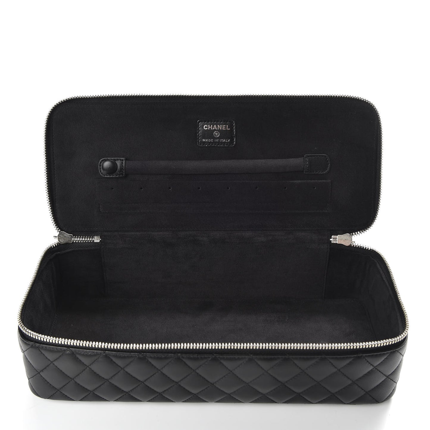 Lambskin Quilted Large Jewelry Case Black