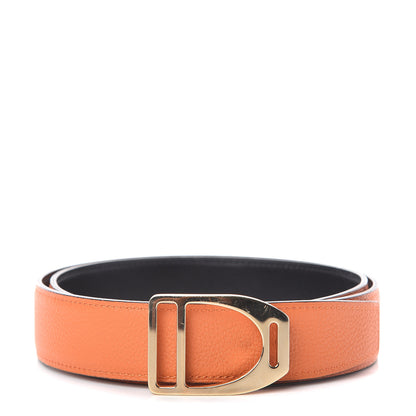 Hermes 135 Togo 32mm Stirrup Belt 80 Black Orange 1 of 5