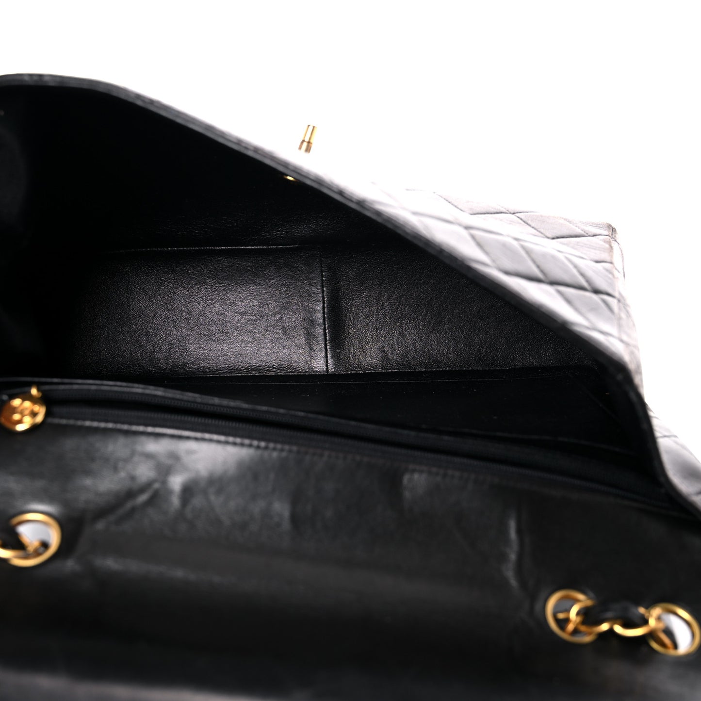 Lambskin Quilted Jumbo Single Flap Black