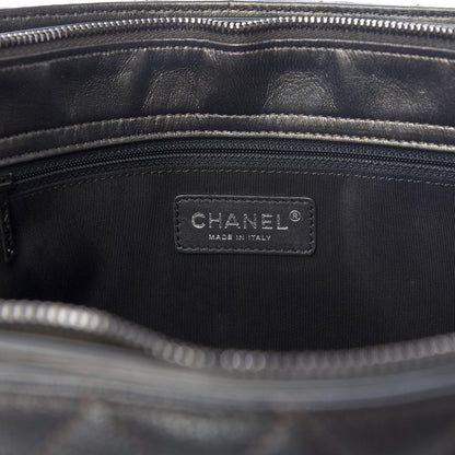 Chanel Metallic Goatskin Quilted Medium Rock In Rome Tote Charcoal 5 of 9