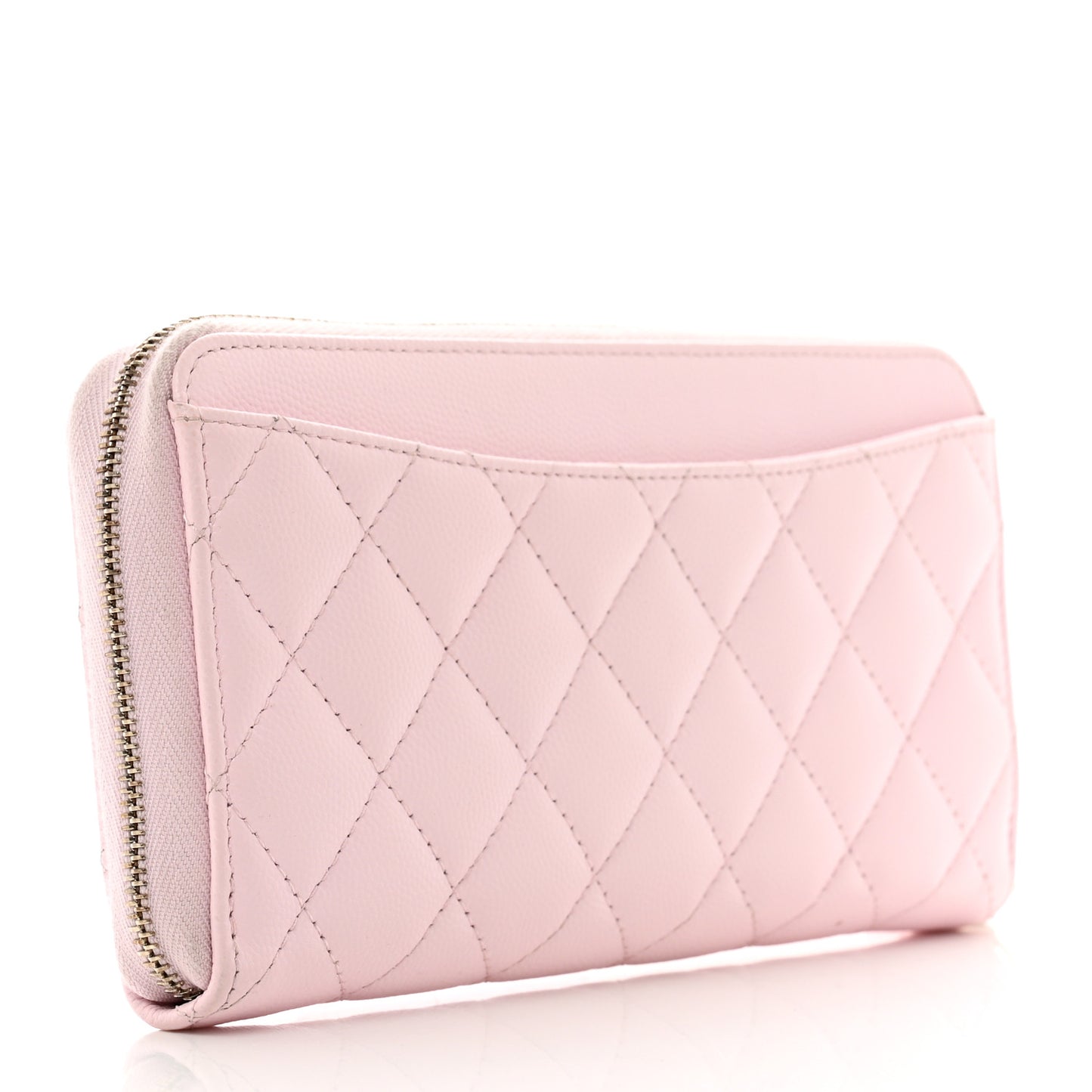Caviar Quilted Large Gusset Zip Around Wallet Light Pink