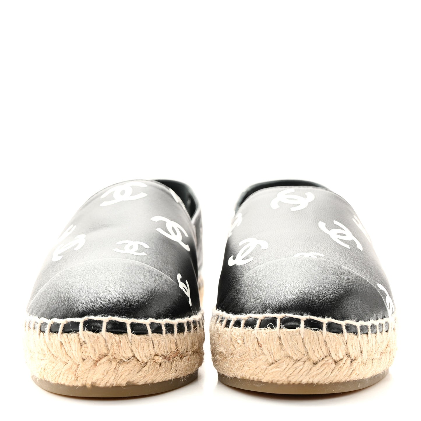Lambskin Printed CC Espadrilles 36 Black White