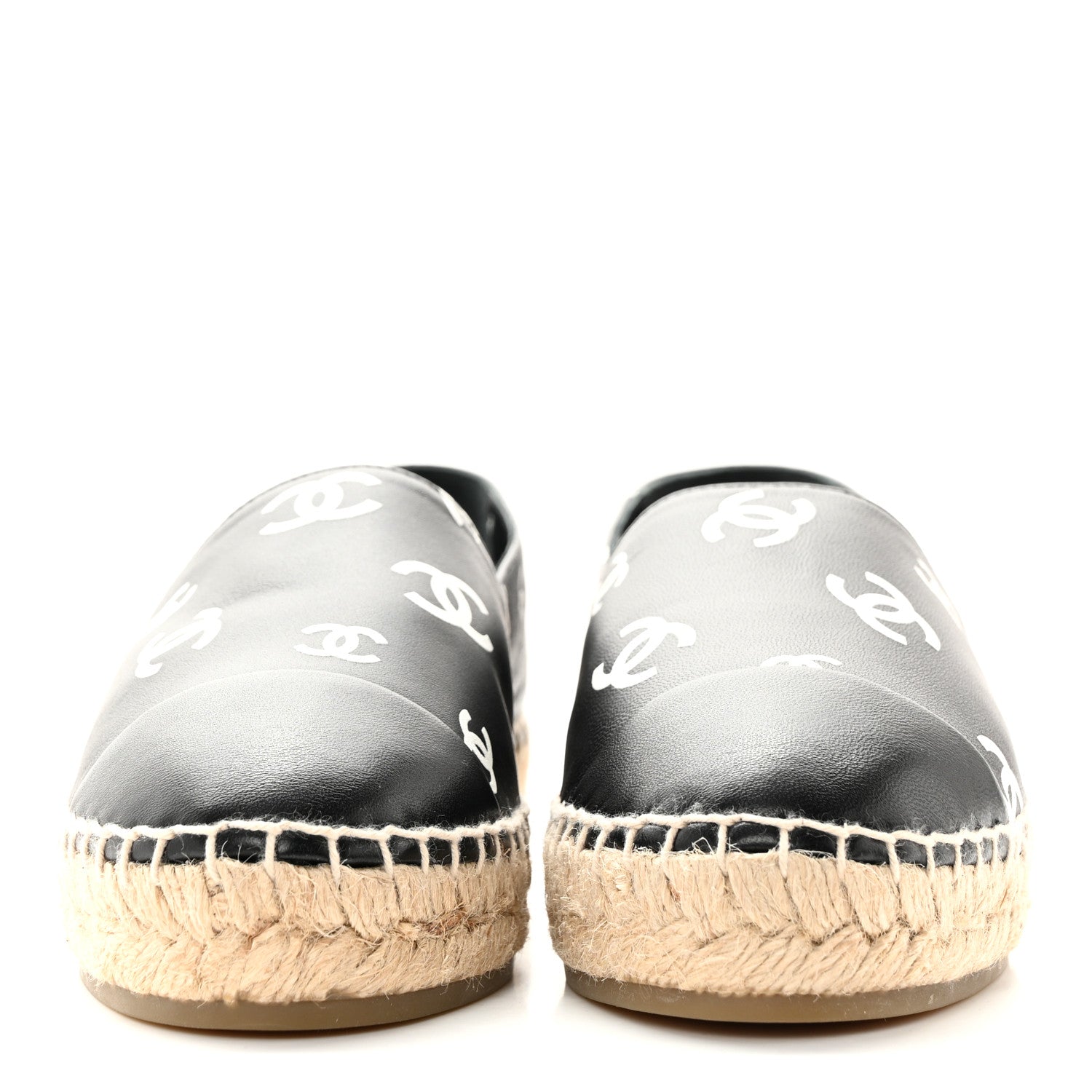 Chanel Lambskin Printed CC Espadrilles 36 Black White 2 of 11
