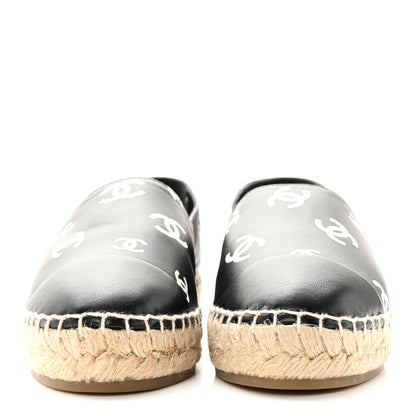 Chanel Lambskin Printed CC Espadrilles 36 Black White 2 of 11