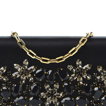 Prada Satin Crystal Chain Wallet Black 8 of 8