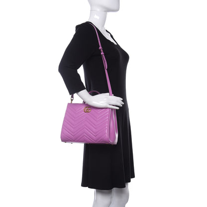 Gucci Calfskin Matelasse Small GG Marmont Tote Candy Mousse 2 of 13