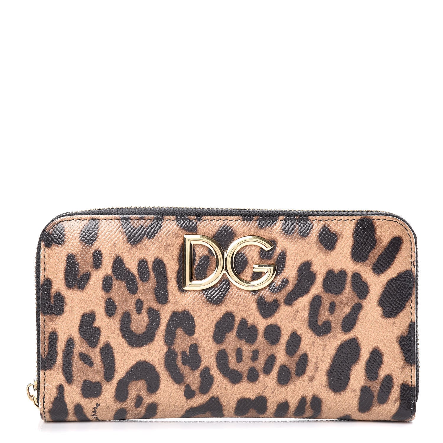 Dolce & Gabbana Dauphine Leopard Print Logo Zip Around Wallet 1 of 7