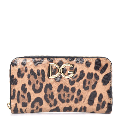 Dolce & Gabbana Dauphine Leopard Print Logo Zip Around Wallet 1 of 7