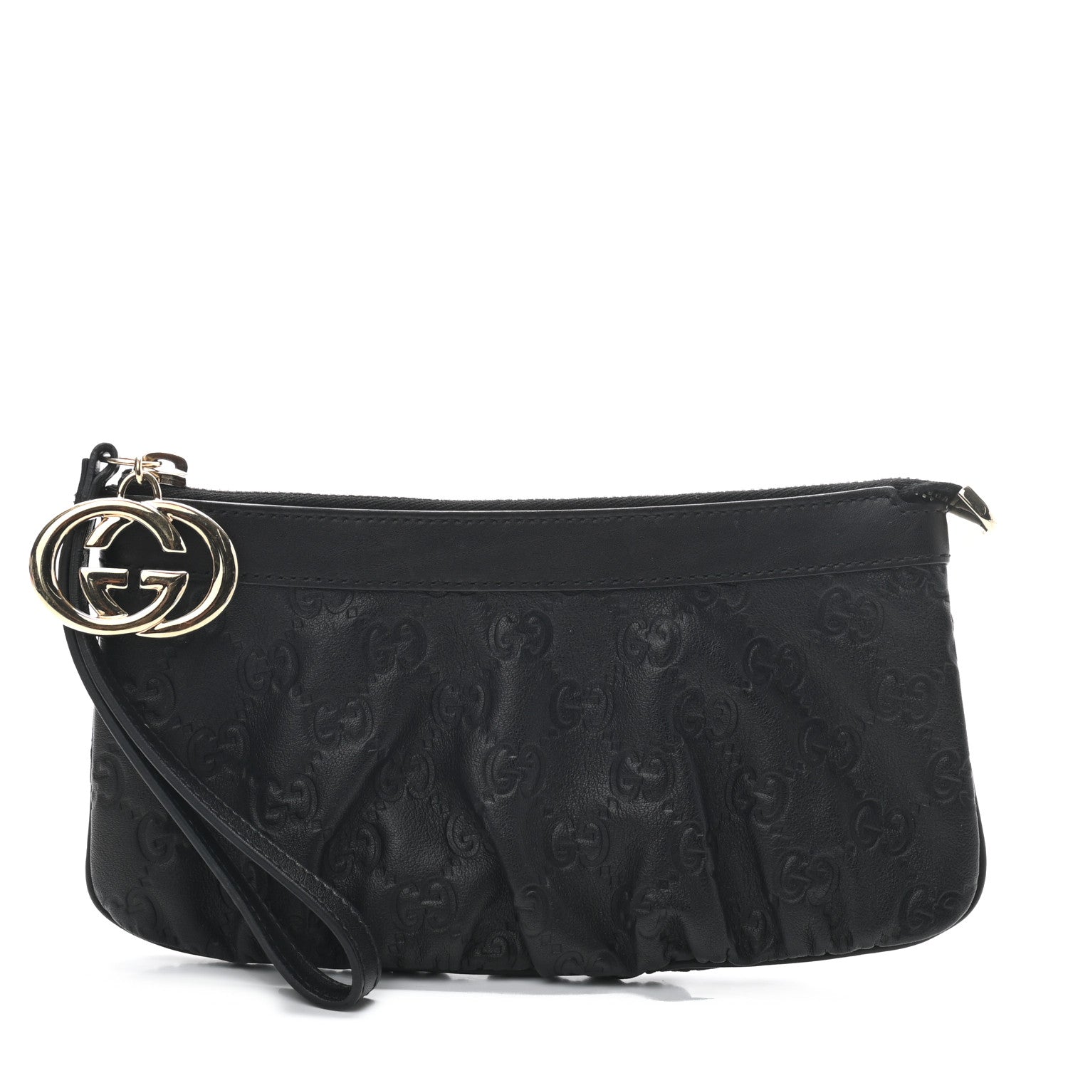Gucci Guccissima Signature New Britt Wristlet Black 1 of 7