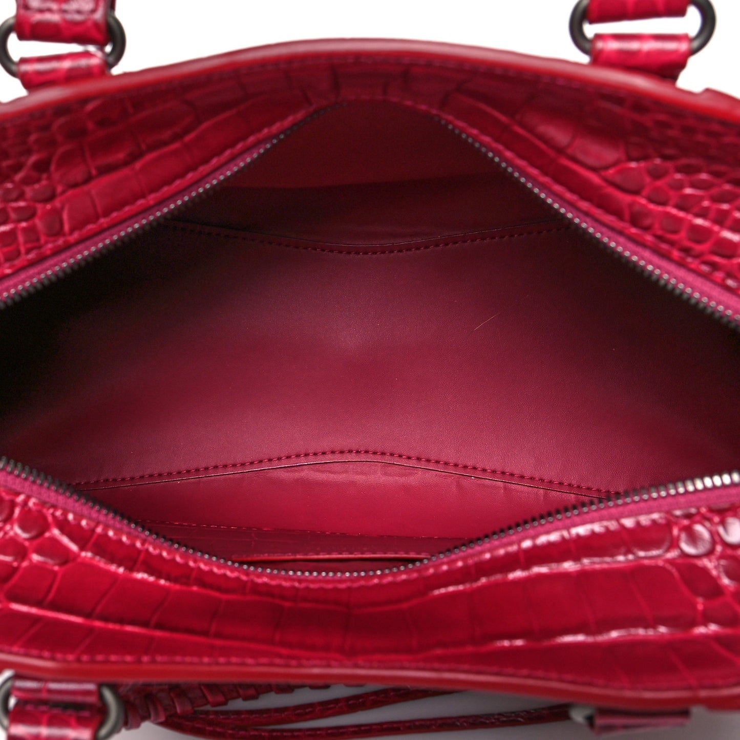 Calfskin Crocodile Embossed Neo Classic Silver Hardware S City Raspberry