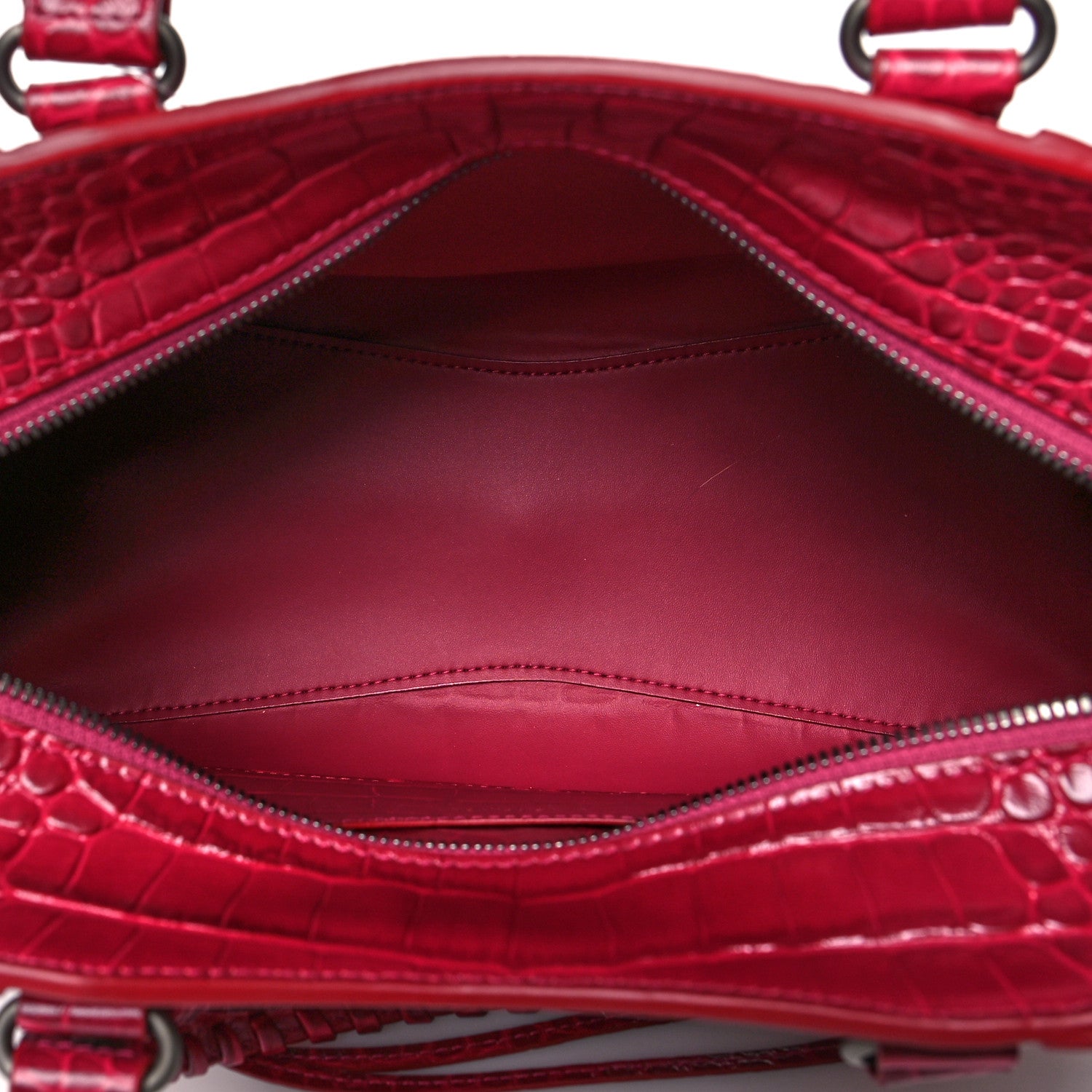 Balenciaga Calfskin Crocodile Embossed Neo Classic Silver Hardware S City Raspberry 4 of 8