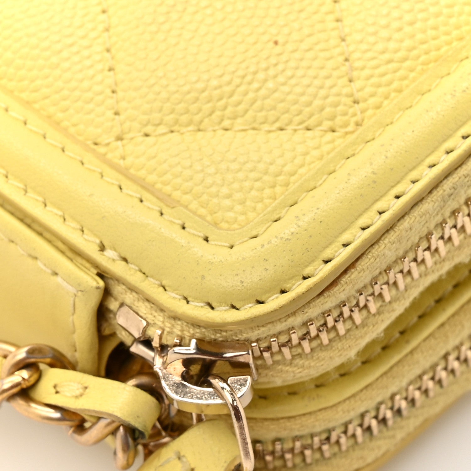 Chanel Caviar Quilted CC Filigree Clutch With Chain Yellow 16 of 17