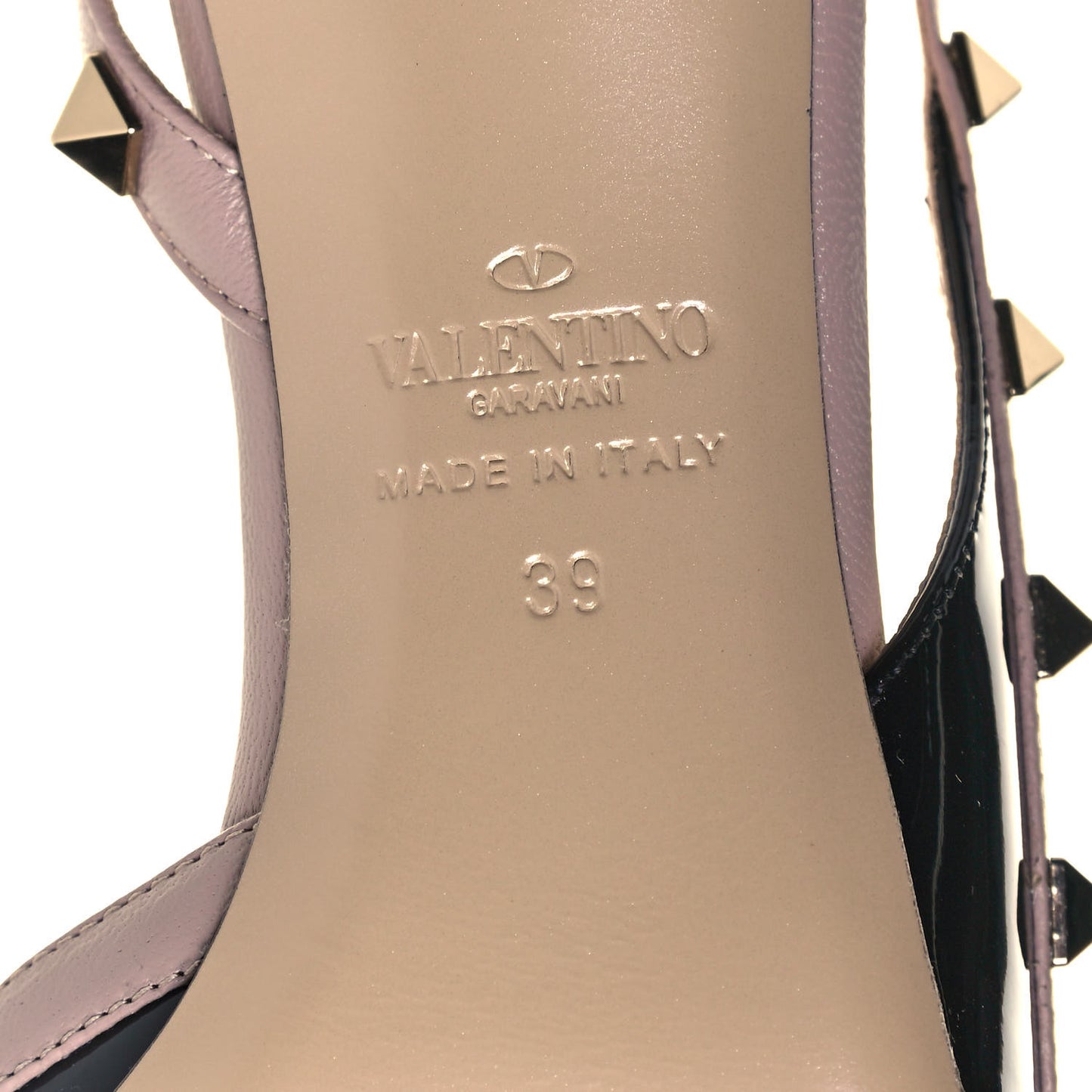 Patent Nappa Rockstud Half D'Orsay Slingback 50mm Pumps 39 Black Poudre