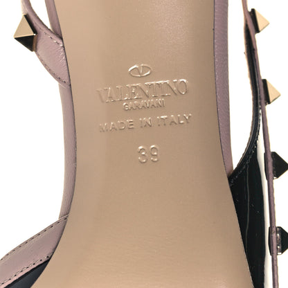 Valentino Garavani Patent Nappa Rockstud Half D'Orsay Slingback 50mm Pumps 39 Black Poudre 6 of 8