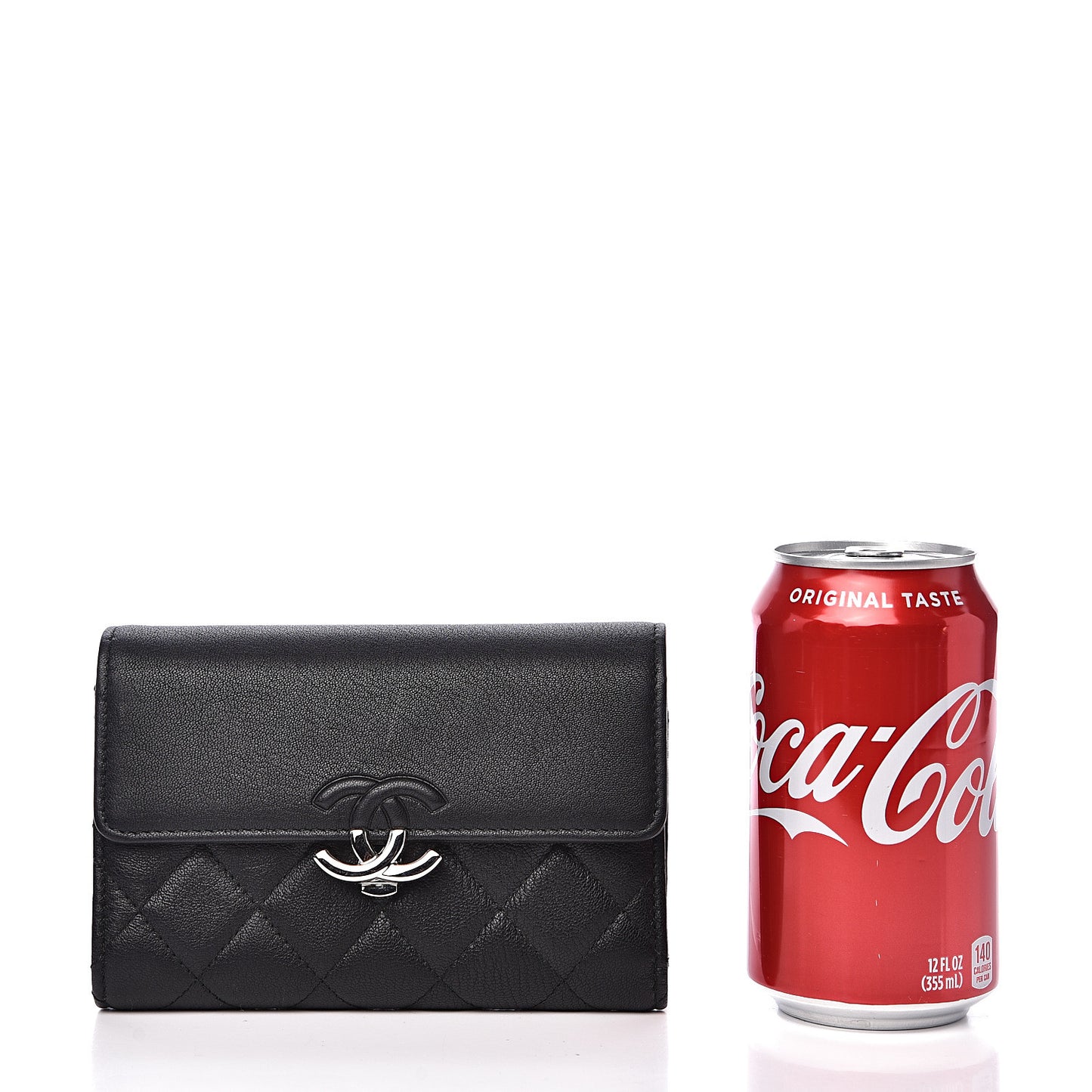 Lambskin Quilted CC Box Flap Wallet Black