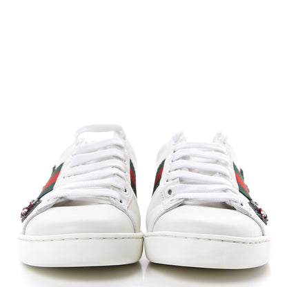 Gucci Calfskin Web Studded Womens Arrow Ace Sneakers 34 White 2 of 10