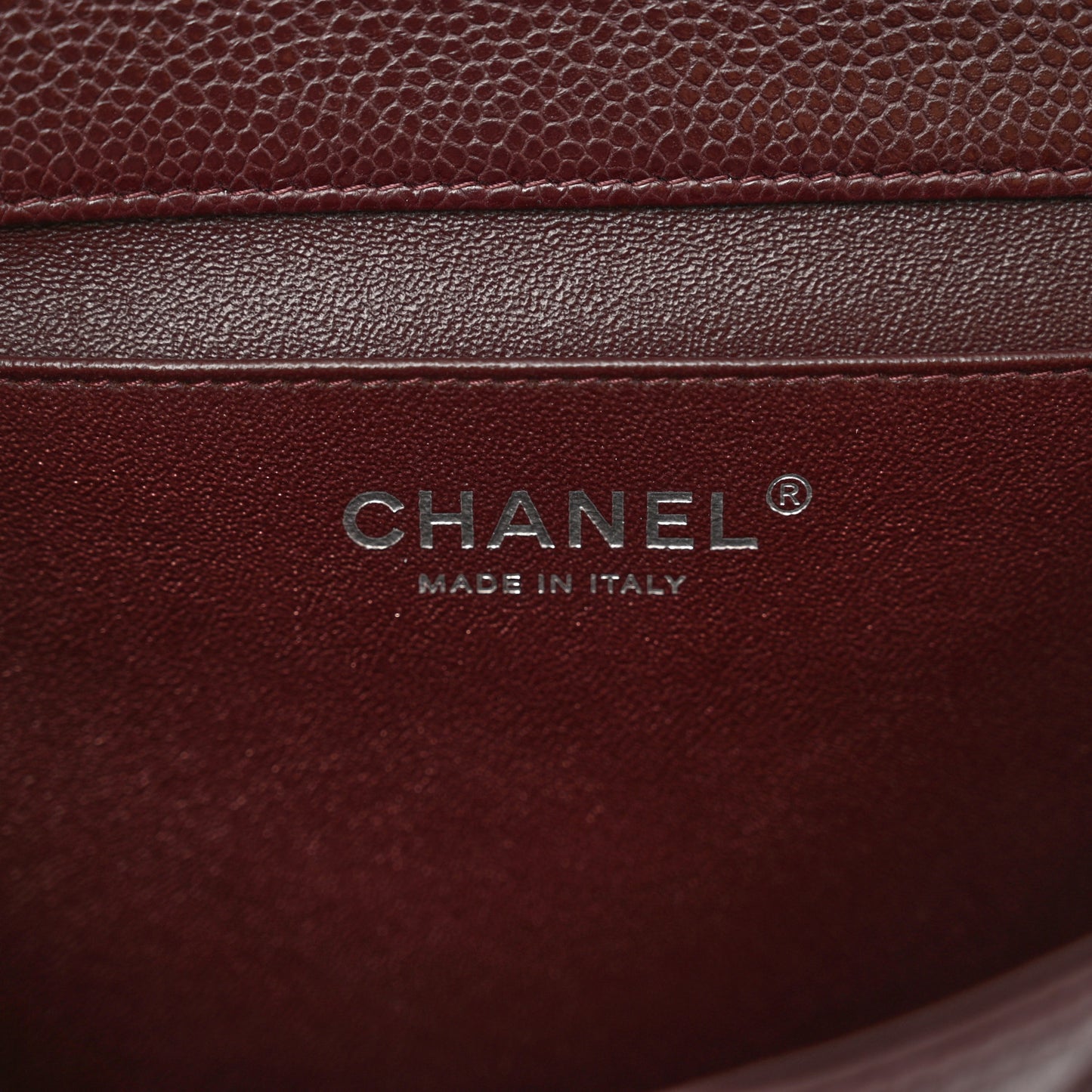 Caviar Quilted Clutch With Chain Flap Burgundy