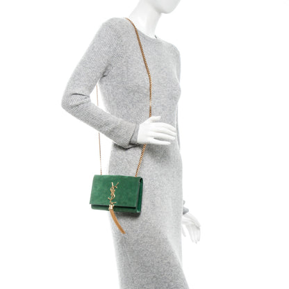 Saint Laurent Suede Small Classic Monogram Kate Tassel Satchel Green 2 of 4