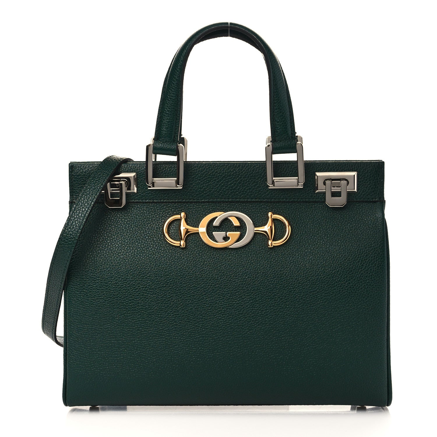 Gucci Grainy Calfskin Small Zumi Top Handle Bag Vintage Green 1 of 9