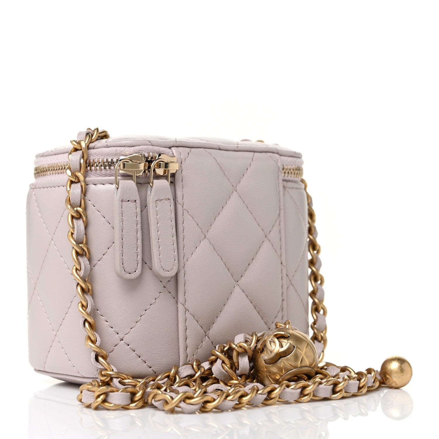 Chanel Lambskin Quilted Pearl Crush Mini Vanity Case With Chain Light Purple 3 of 9