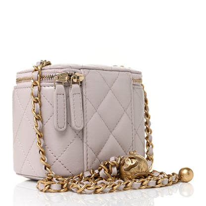Chanel Lambskin Quilted Pearl Crush Mini Vanity Case With Chain Light Purple 3 of 9