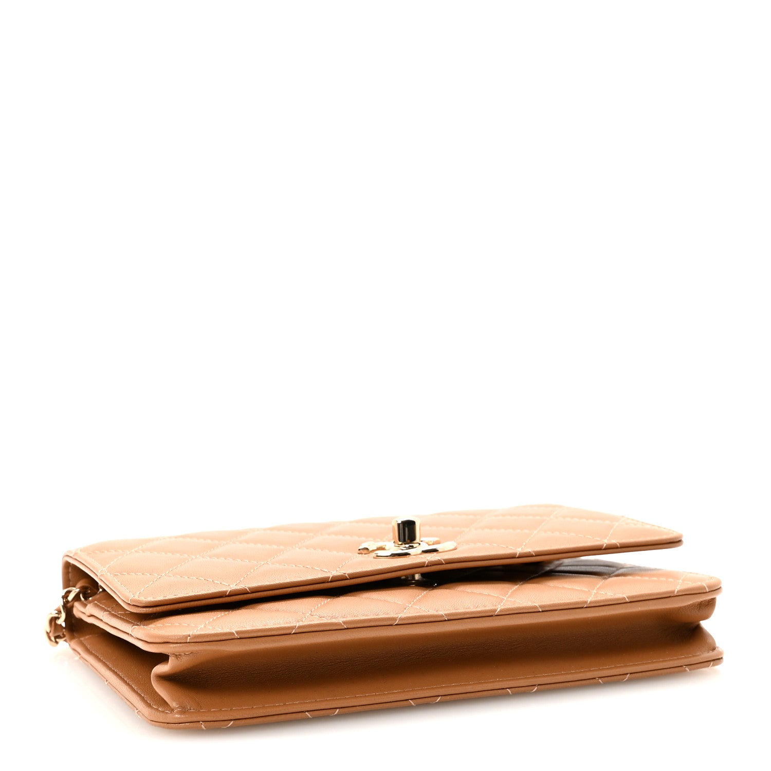 Chanel Lambskin Quilted Trendy CC Wallet On Chain WOC Camel