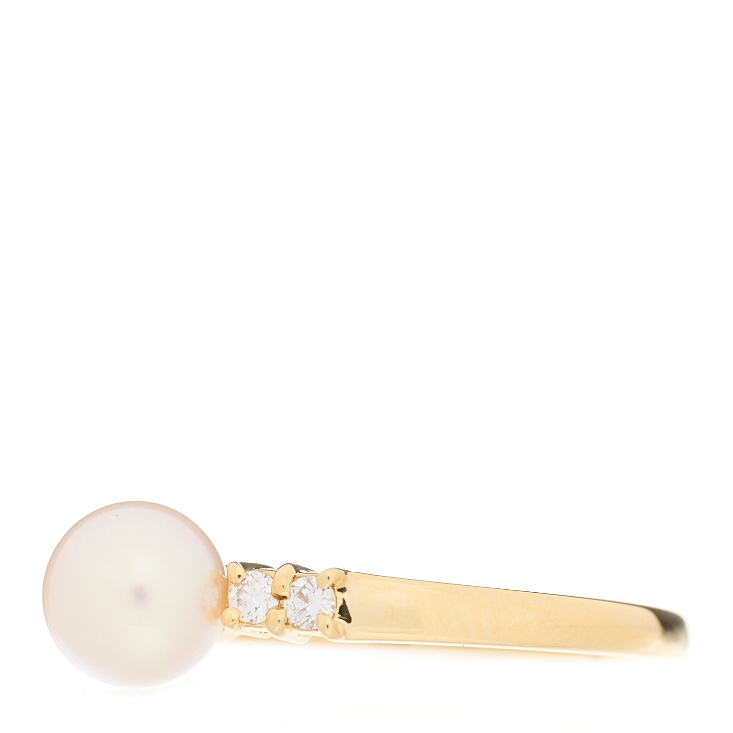 Mikimoto 18K Yellow Gold Diamond Akoya Pearl 5.5-6mm Ring 51 5.75 2 of 4