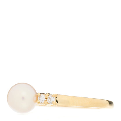 Mikimoto 18K Yellow Gold Diamond Akoya Pearl 5.5-6mm Ring 51 5.75 2 of 4