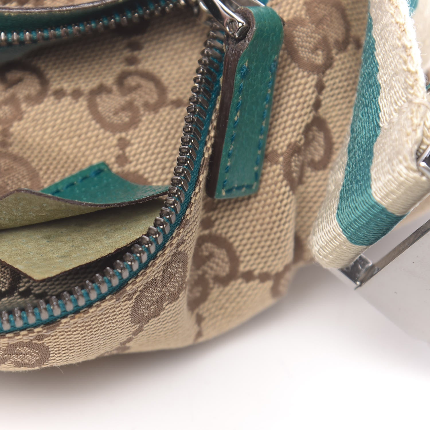 Gucci GG Monogram Web Double Pocket Belt Bag Turquoise 11 of 11