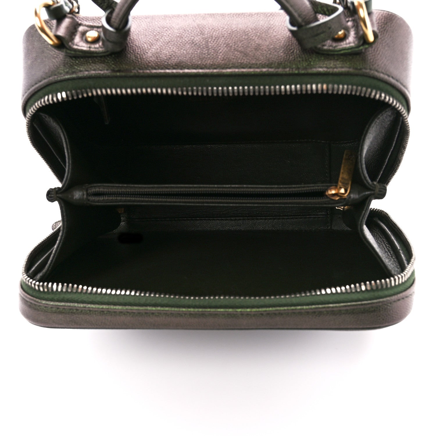 Chanel Iridescent Caviar Quilted Medium CC Filigree Vanity Case Green 5 of 12