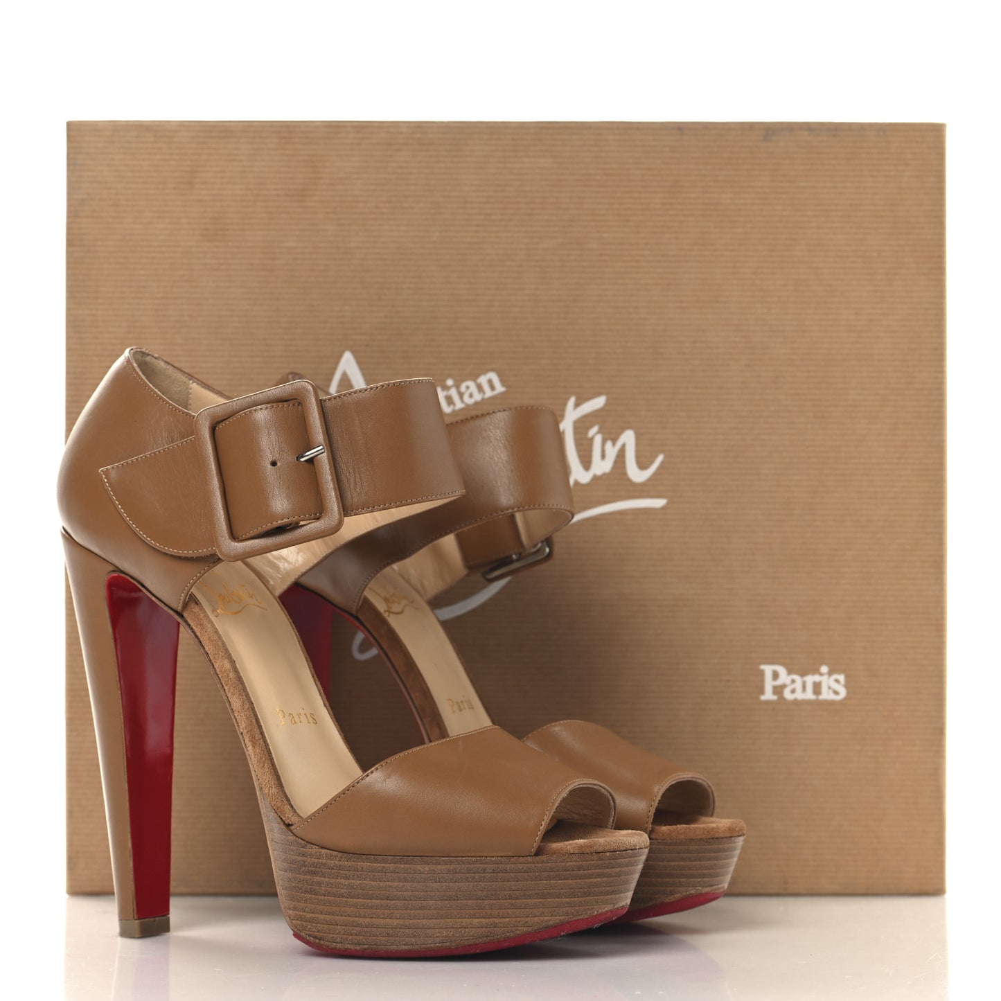 Calfskin Haute Retene 140 Platform Sandals 37.5 Noisette