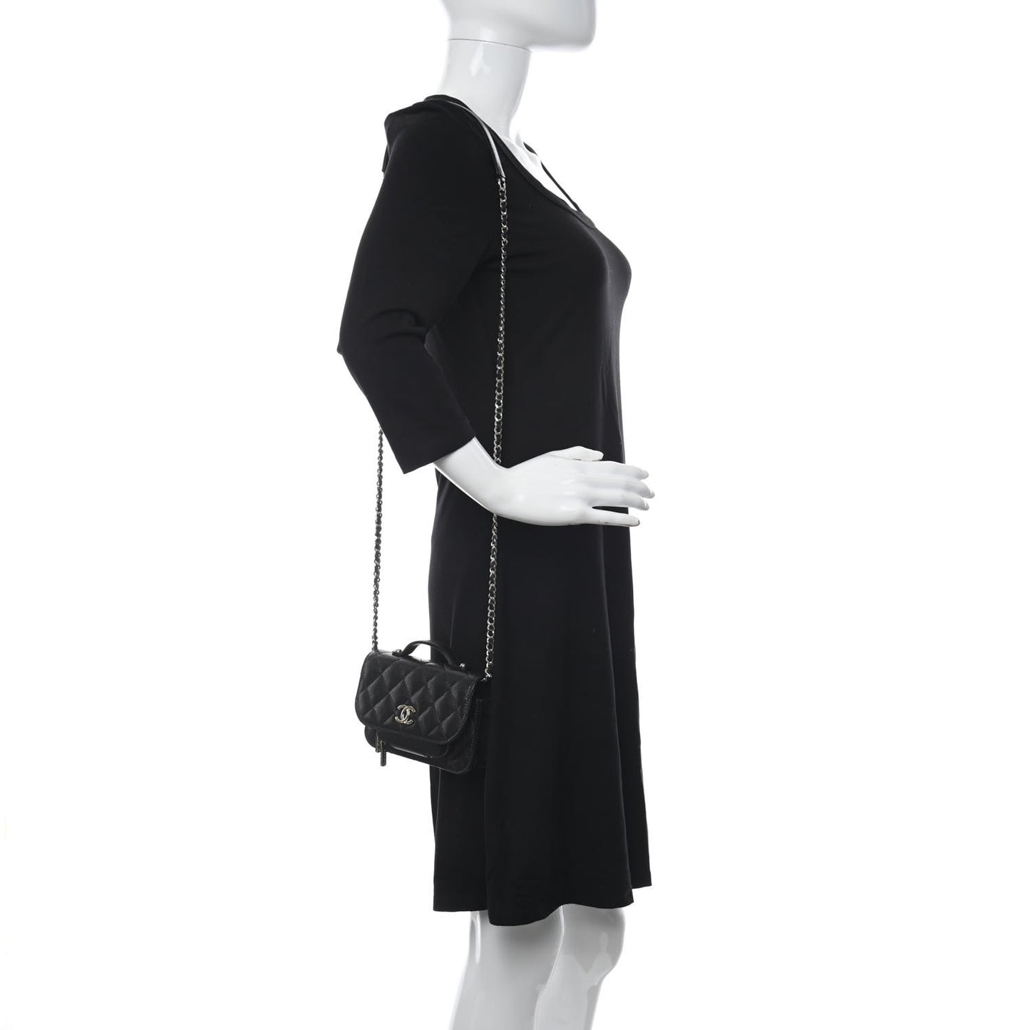 Caviar Quilted Business Affinity Clutch With Chain Black