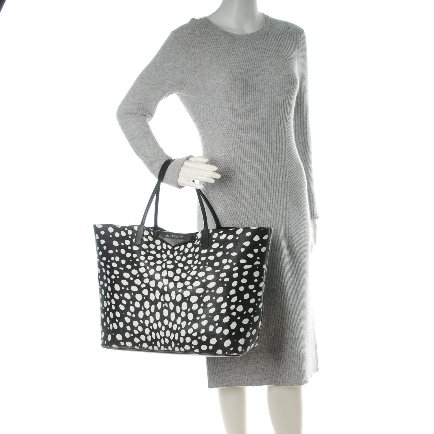 Givenchy Coated Canvas Dots Print Large Antigona Tote Black White 2 of 11
