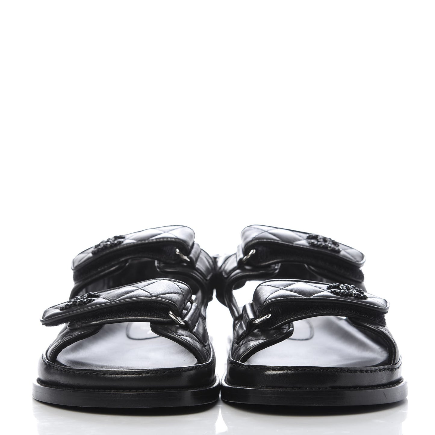 Lambskin Velcro Dad Sandals 39.5 Black