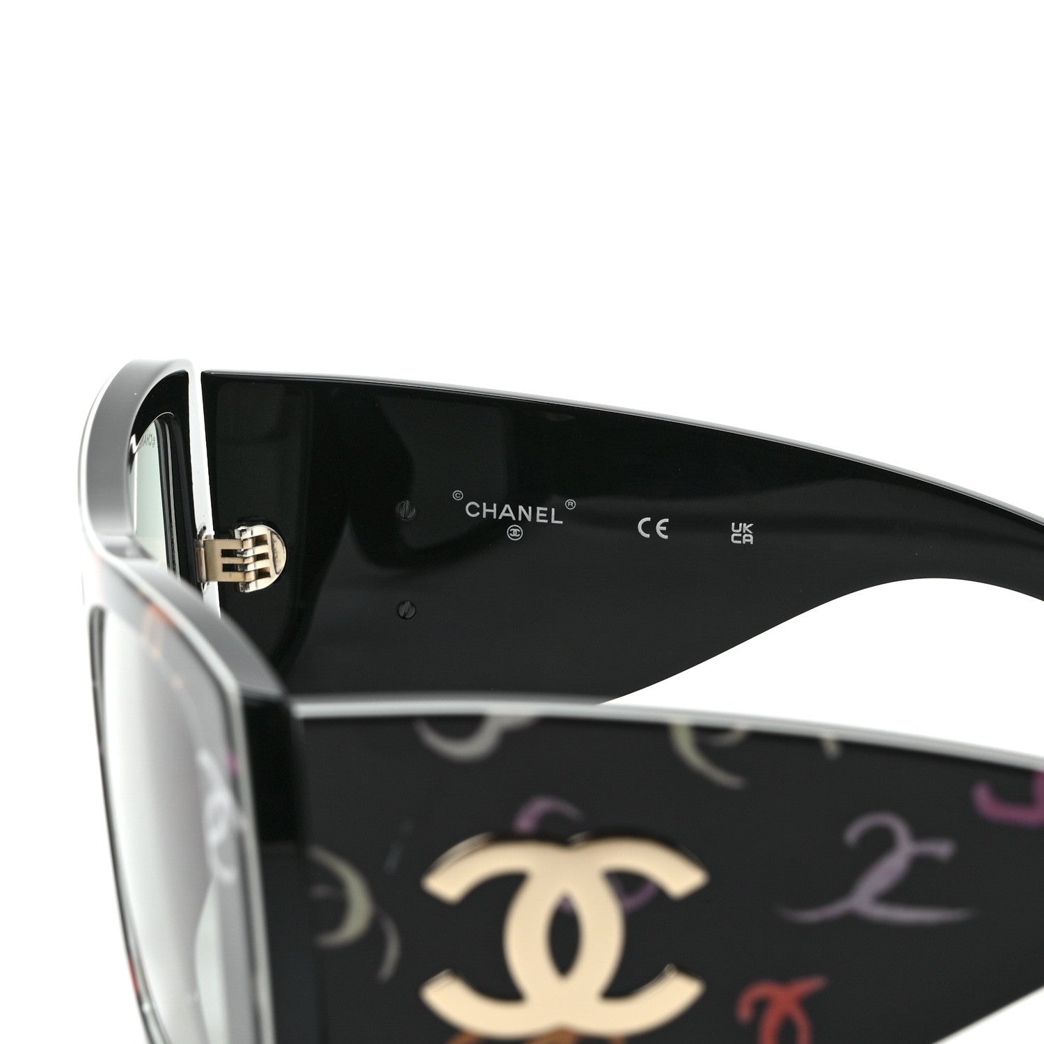 Chanel Acetate CC Logo Square Sunglasses 71628 Black Multicolor 6 of 8