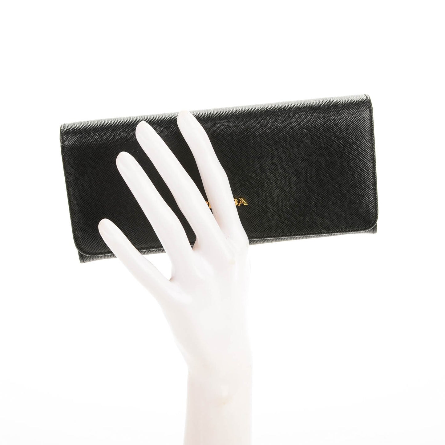 Saffiano Metal Continental Flap Wallet Nero Black
