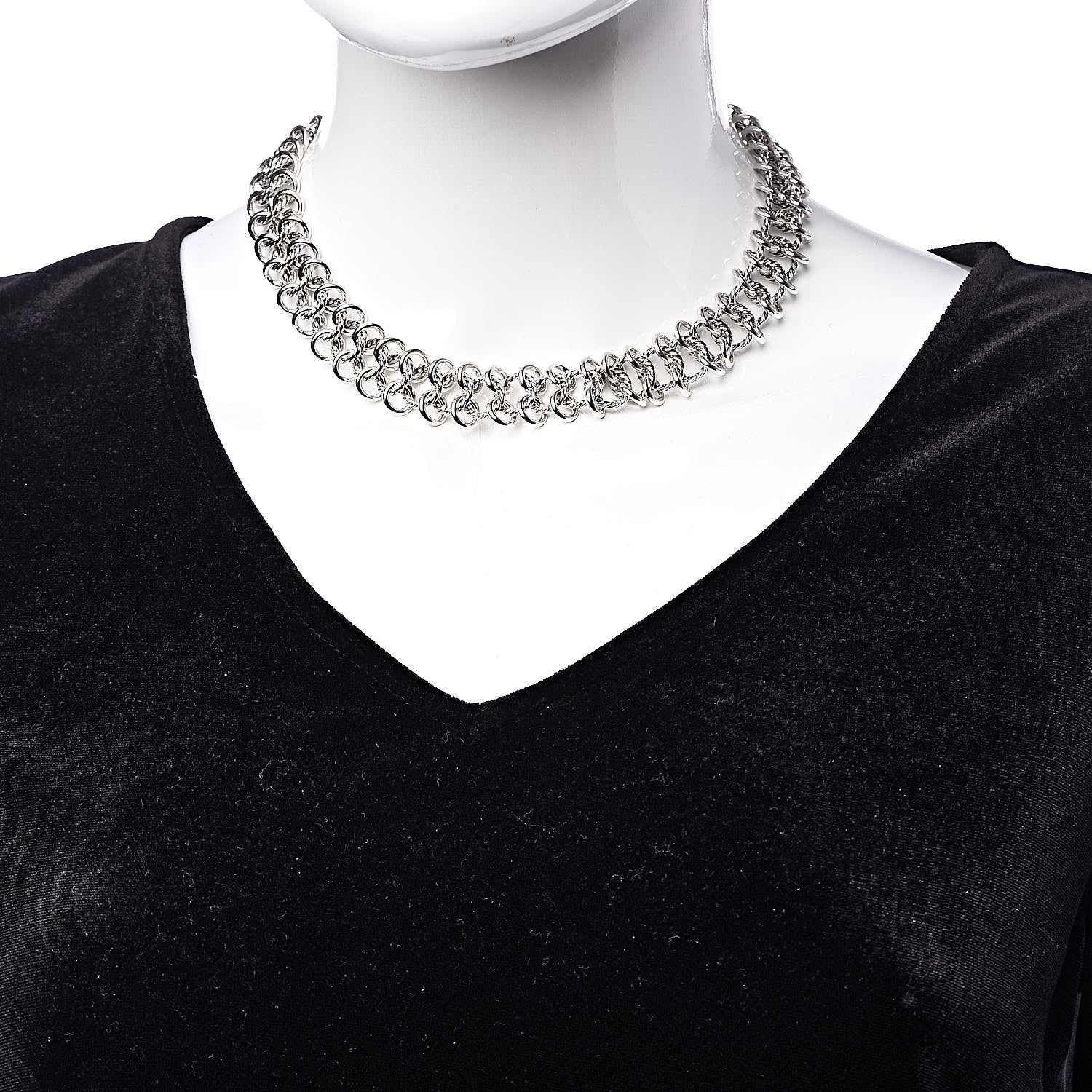 David Yurman Sterling Silver 18K Yellow Gold Chainmail Link Necklace 2 of 4