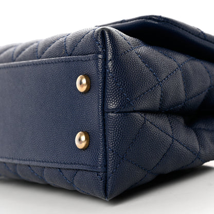 Chanel Caviar Quilted Lizard Embossed Mini Coco Handle Flap Navy Blue 11 of 11