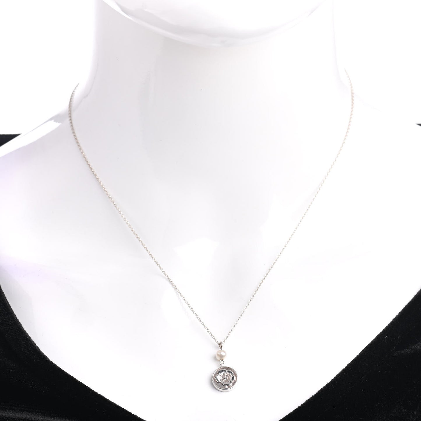 Sterling Silver Pearl Nature Rose Pendant Necklace