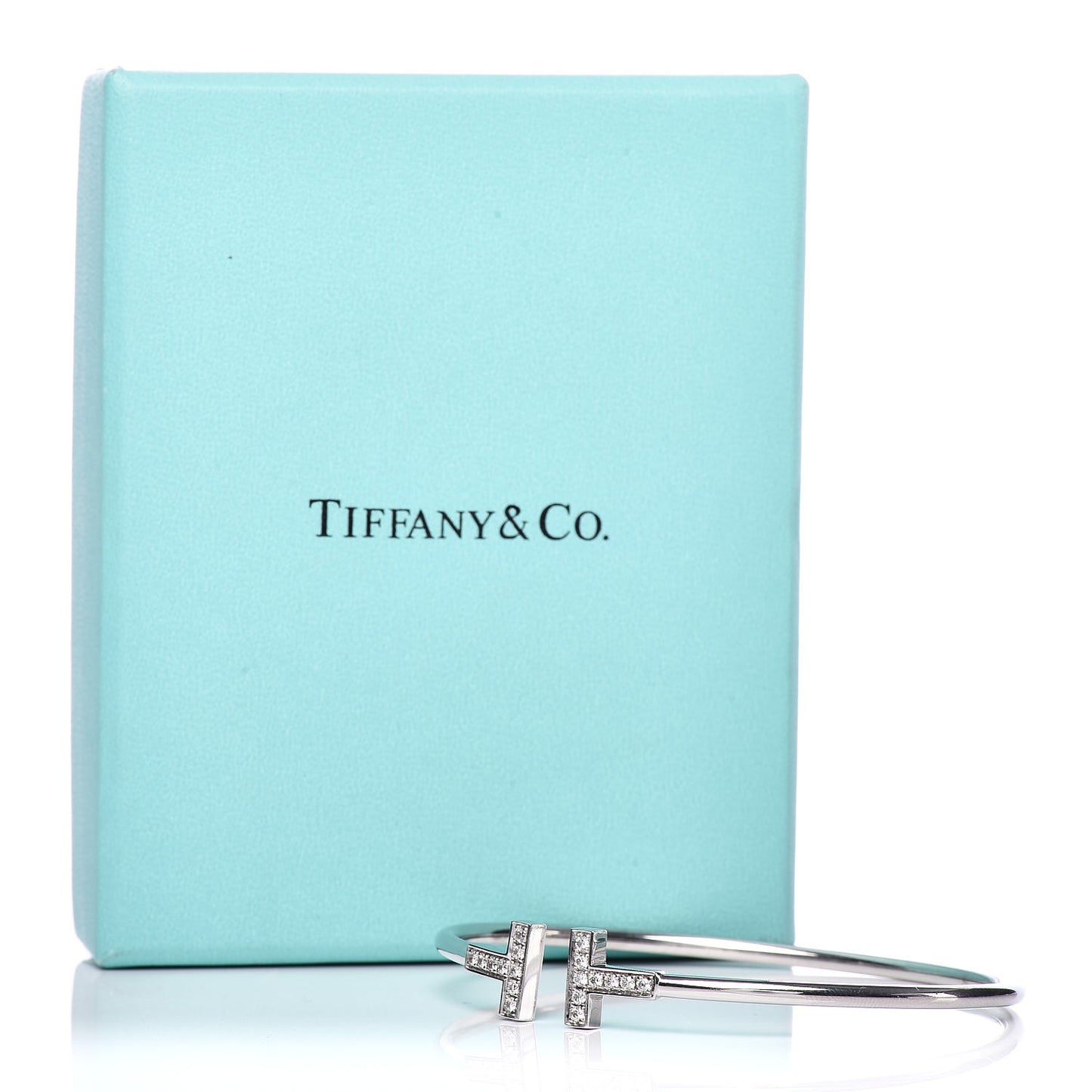 18K White Gold Diamond T Wire Bracelet