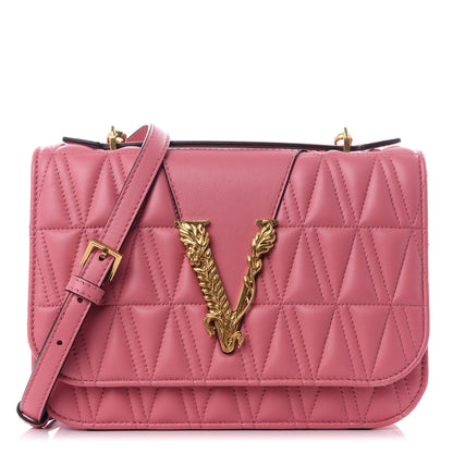 Versace Nappa Quilted Virtus Top Handle Shoulder Bag Blush 1 of 8