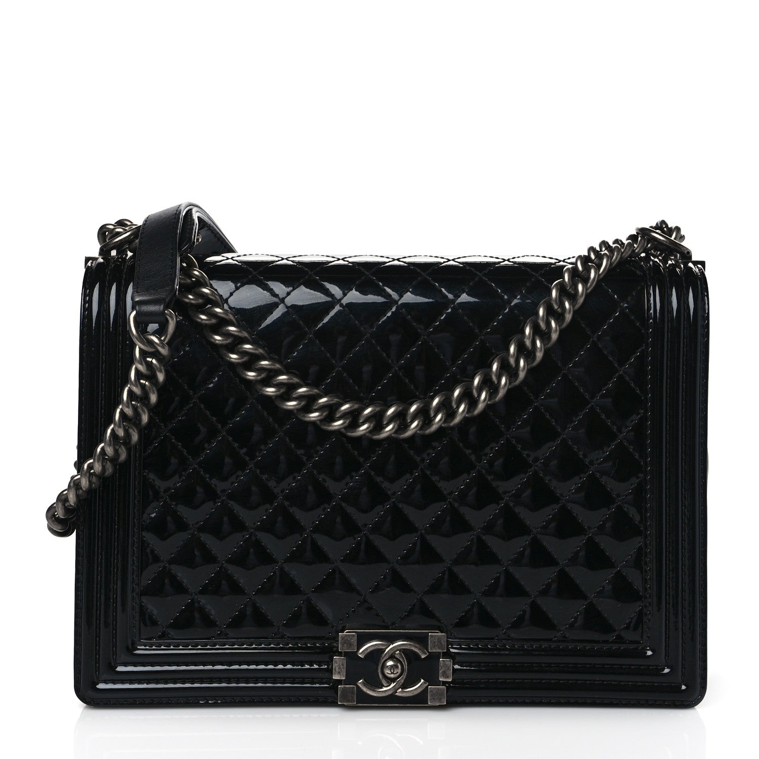Chanel Patent Quilted Large Boy Flap Black 1 of 10