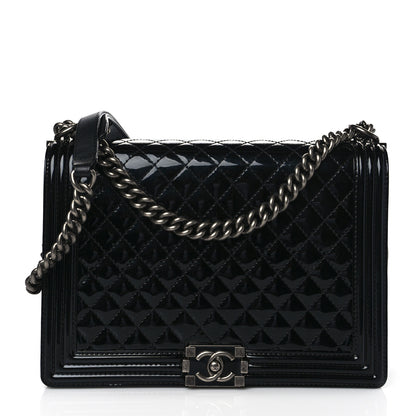 Chanel Patent Quilted Large Boy Flap Black 1 of 10