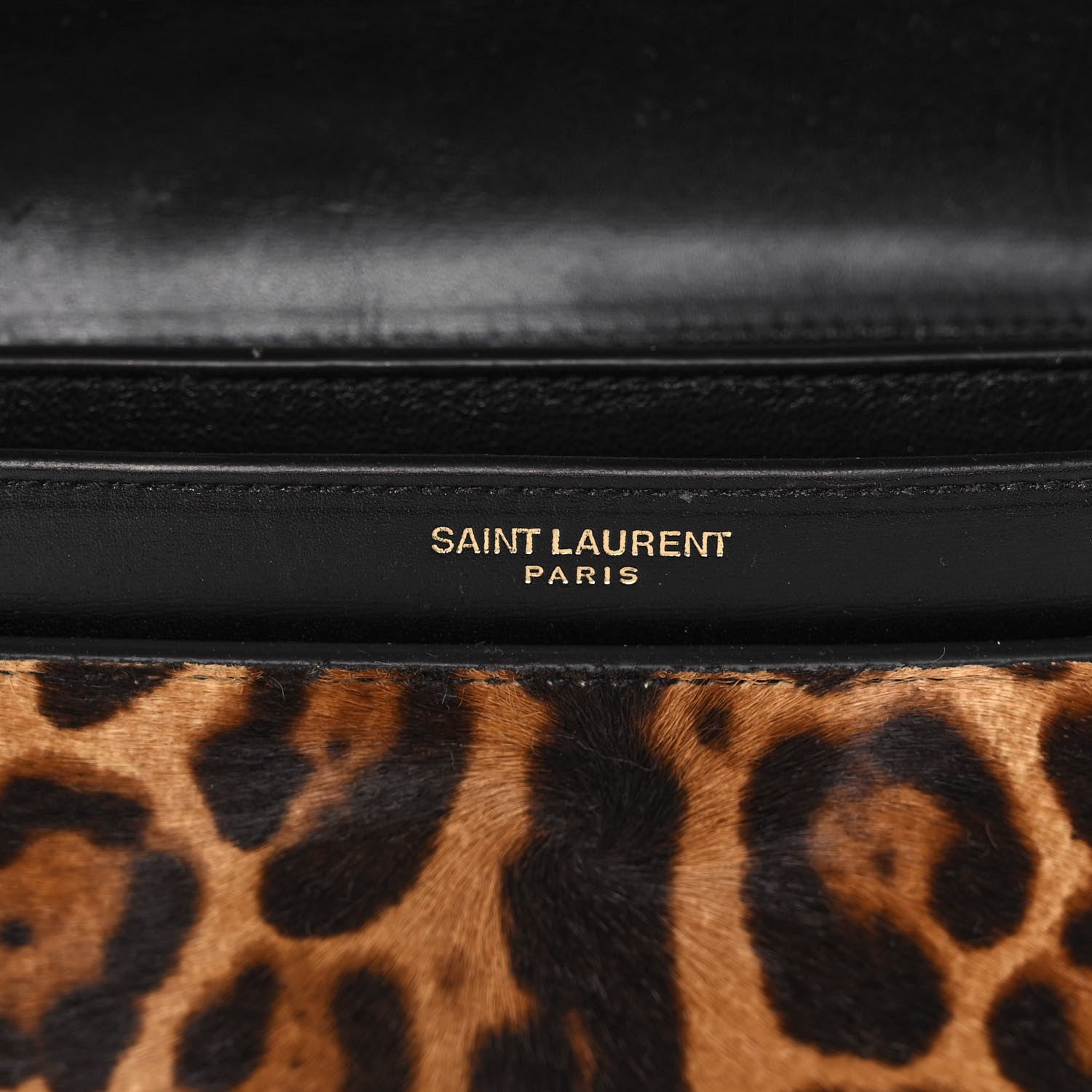 Saint Laurent Pony Hair Leopard Print Monogram Cassandra Clasp Bag Black 6 of 12