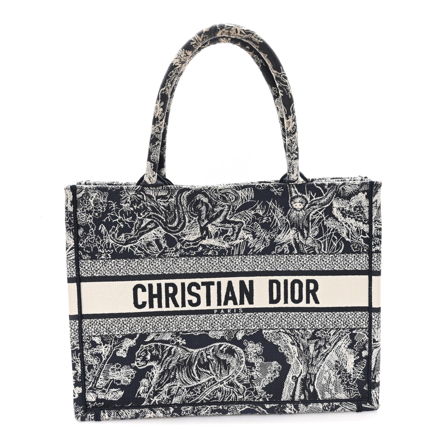 Christian Dior Canvas Embroidered Medium Dioriviera Toile De Jouy Reverse Book Tote Blue 1 of 10