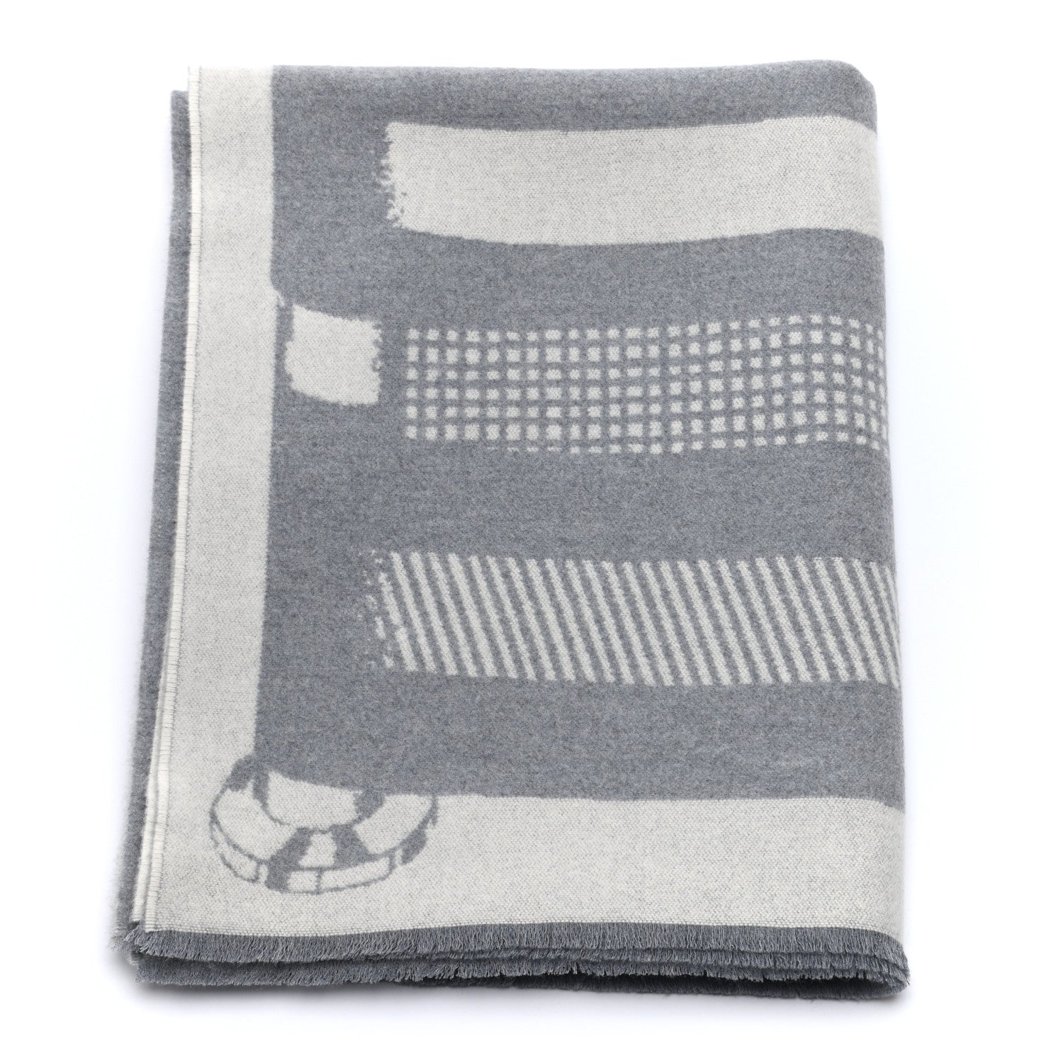 Hermes Wool Les Sangles Blanket Galet 1 of 3