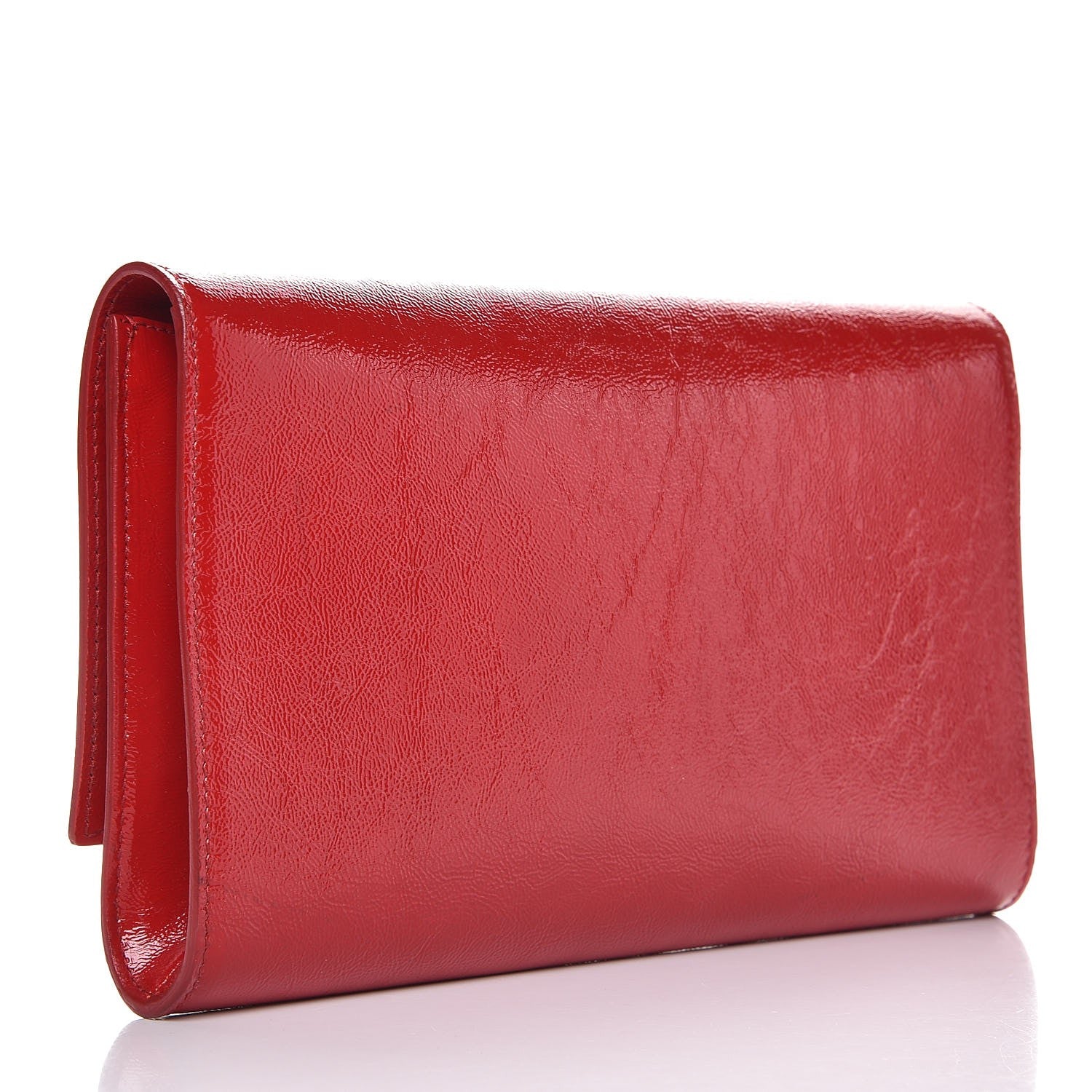 Saint Laurent Textured Patent Large Belle De Jour Clutch Red 3 of 11