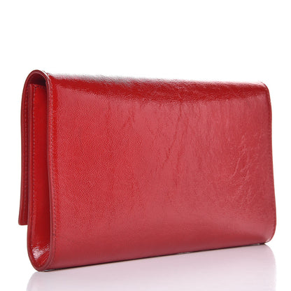 Saint Laurent Textured Patent Large Belle De Jour Clutch Red 3 of 11