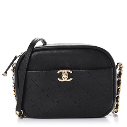Chanel Goatskin Quilted Small Casual Trip Camera Case Black 1 of 15